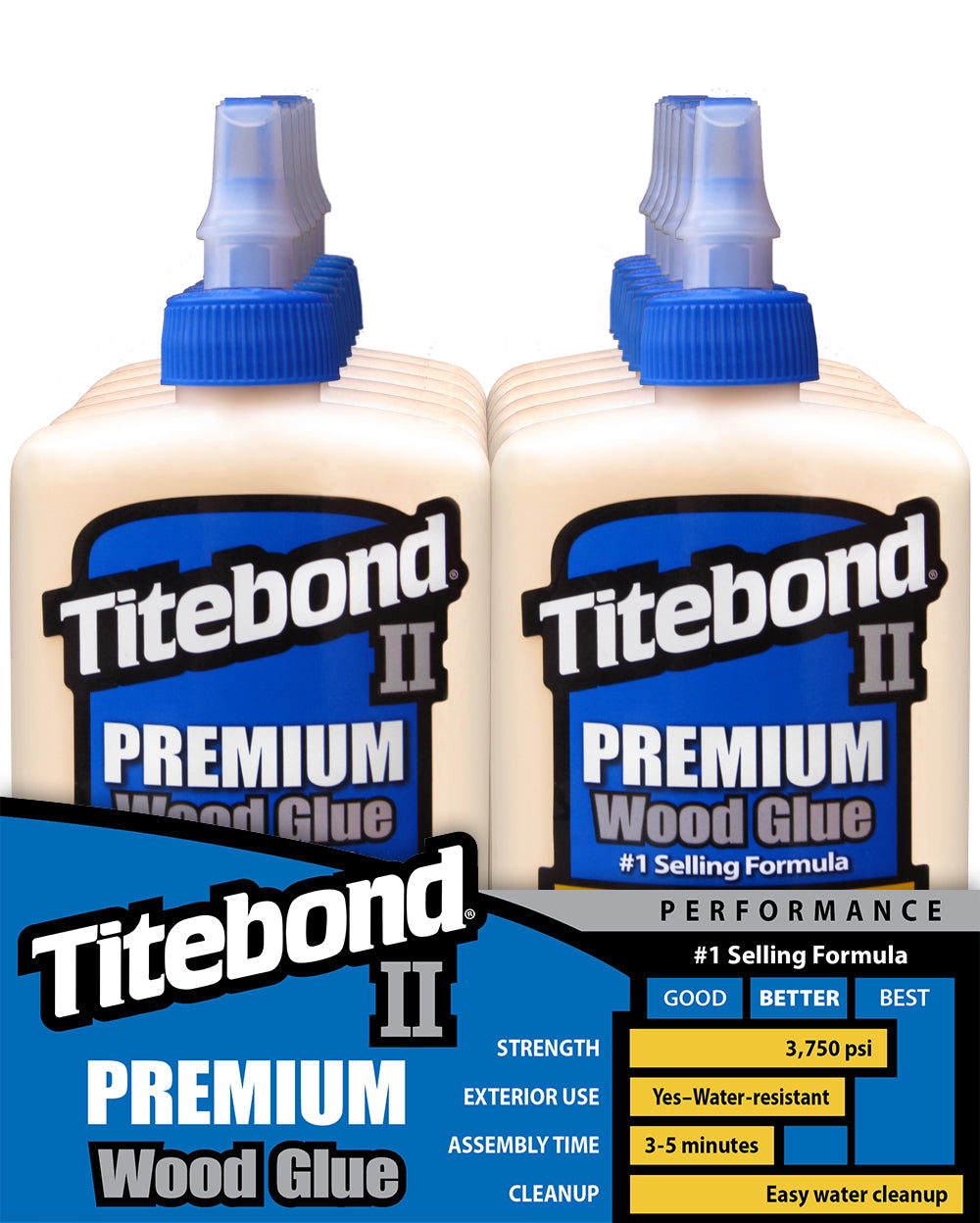 Titebond II Premium Wood Glue 5002-Yellow-4oz-12 Pack Case